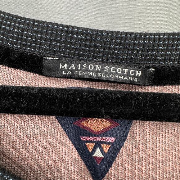 Maison Scotch Soda Top Medium Womens Red Gold Artsy Abstract Sweatshirt - Picture 2 of 9